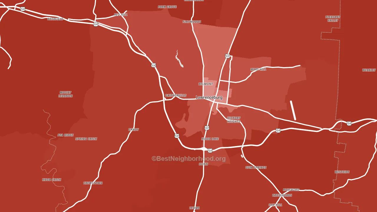 Lawrence County, TN block-group political-lean map