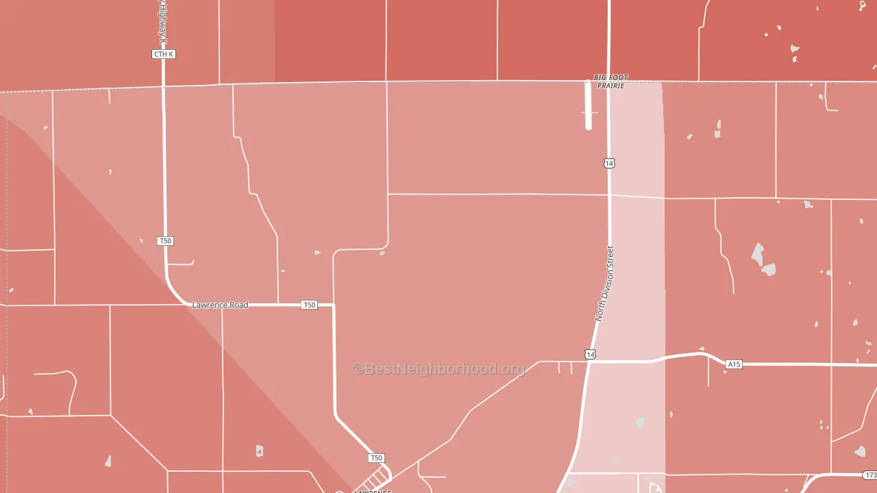 Lawrence, IL block-group political-lean map