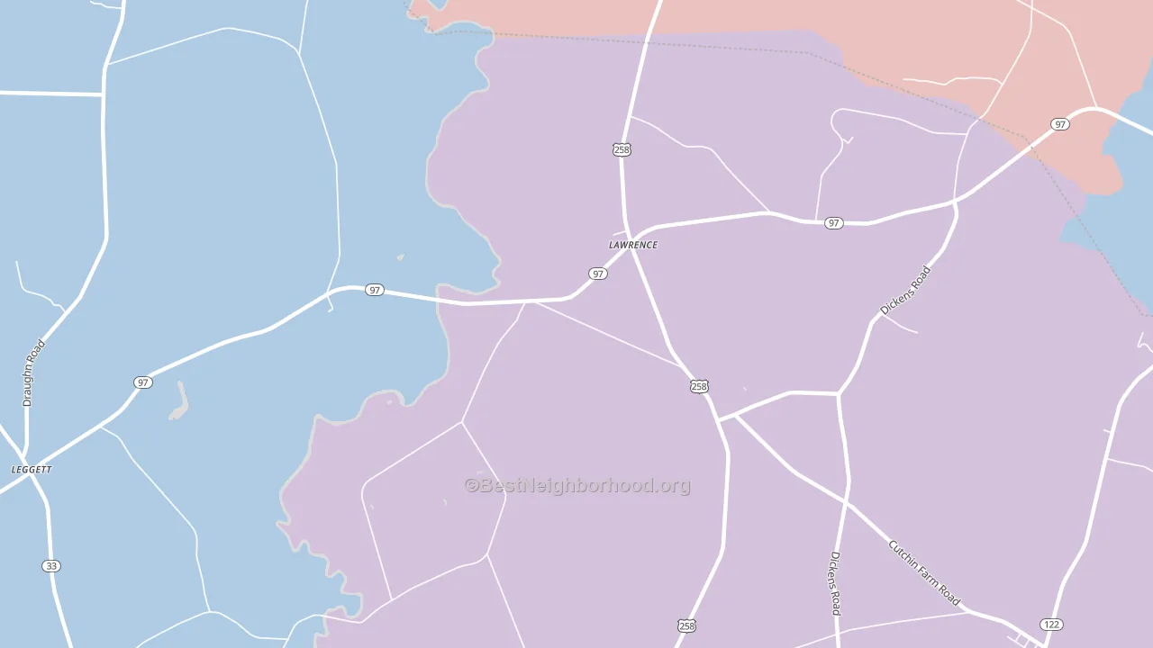 Lawrence, NC block-group political-lean map