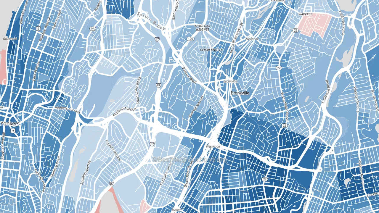 Lawrence Park, Bronxville, NY block-group political-lean map