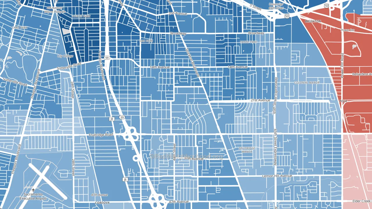 Lawrence Park, Sacramento, CA block-group political-lean map