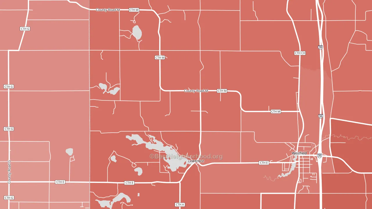 Lawrence, WI block-group political-lean map