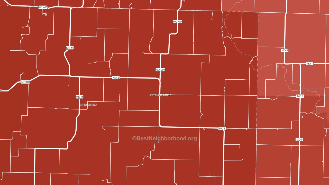 Lawrenceburg, MO block-group political-lean map