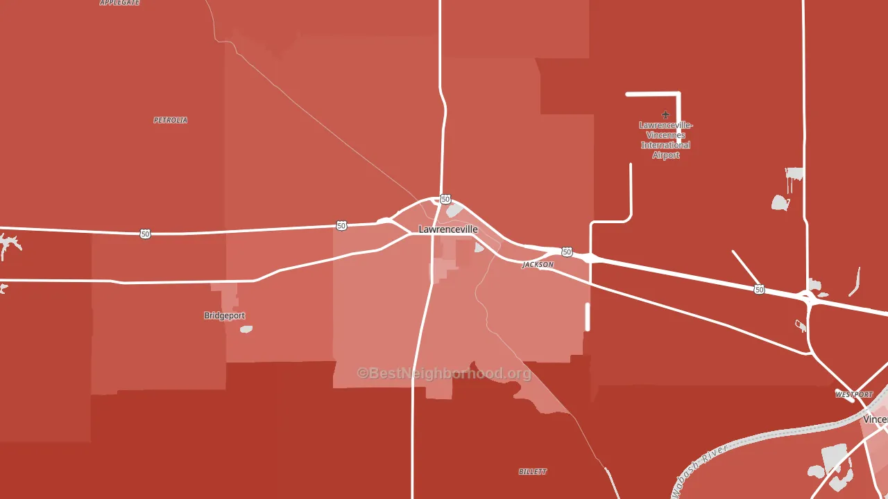 Lawrenceville, IL block-group political-lean map