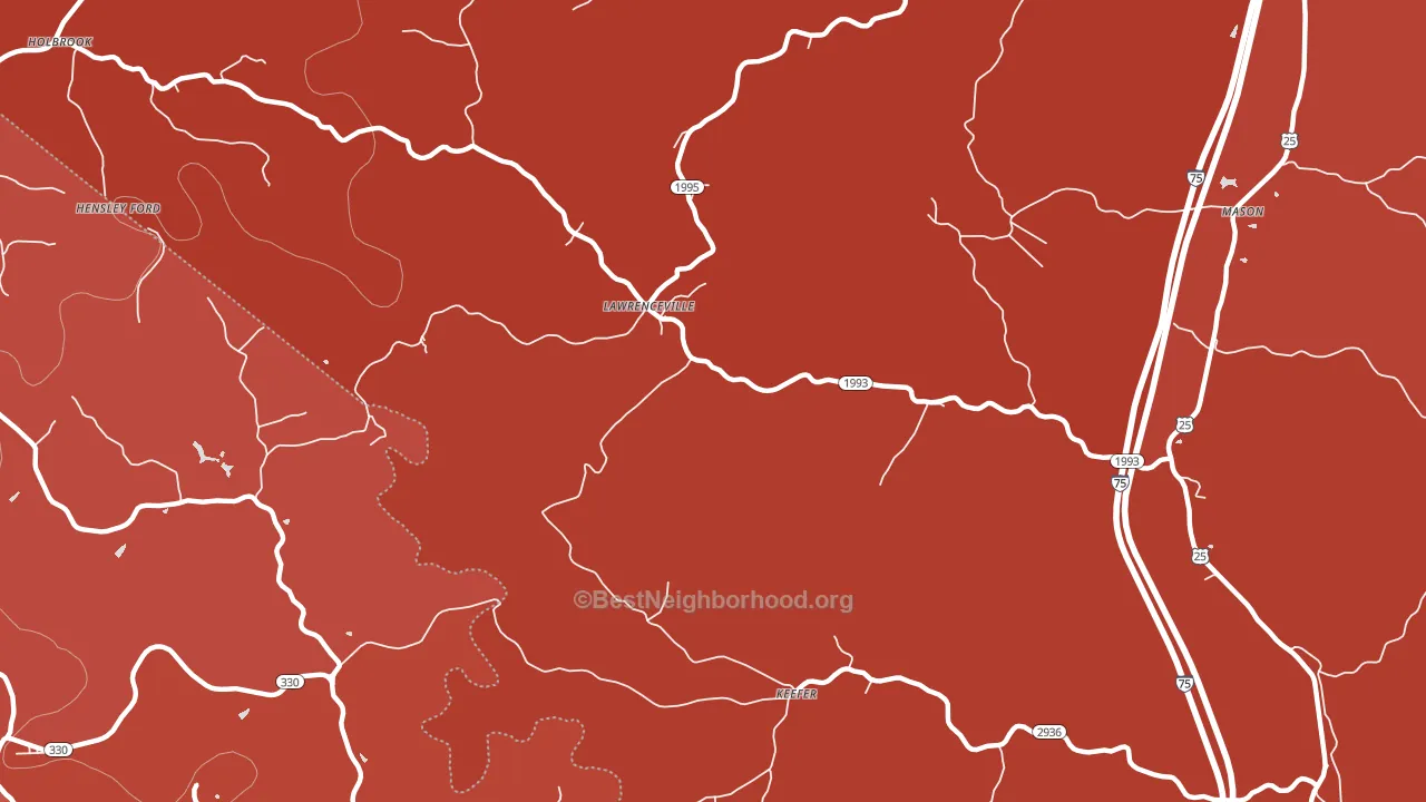 Lawrenceville, KY block-group political-lean map