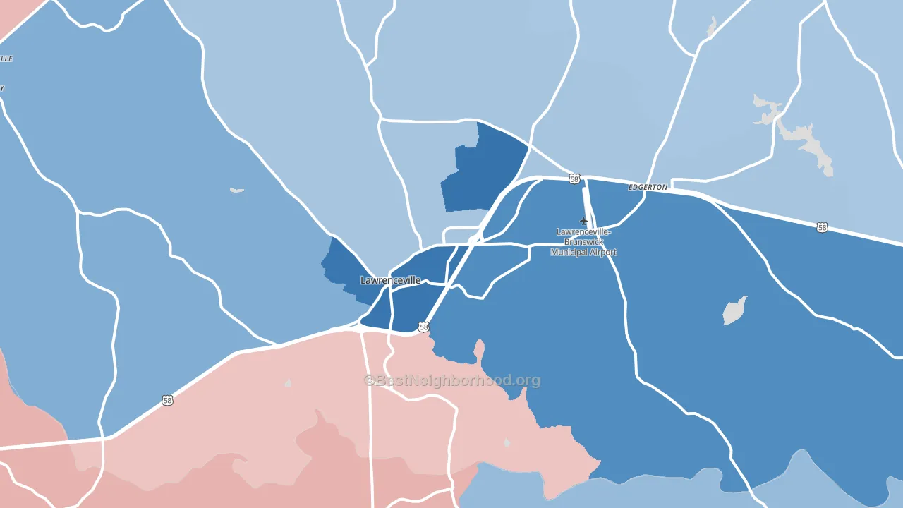 Lawrenceville, VA block-group political-lean map