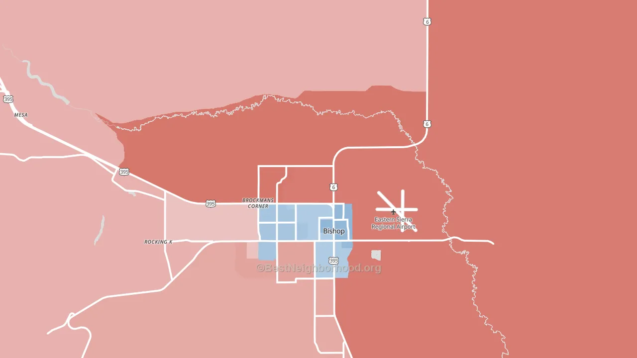 Laws, CA block-group political-lean map
