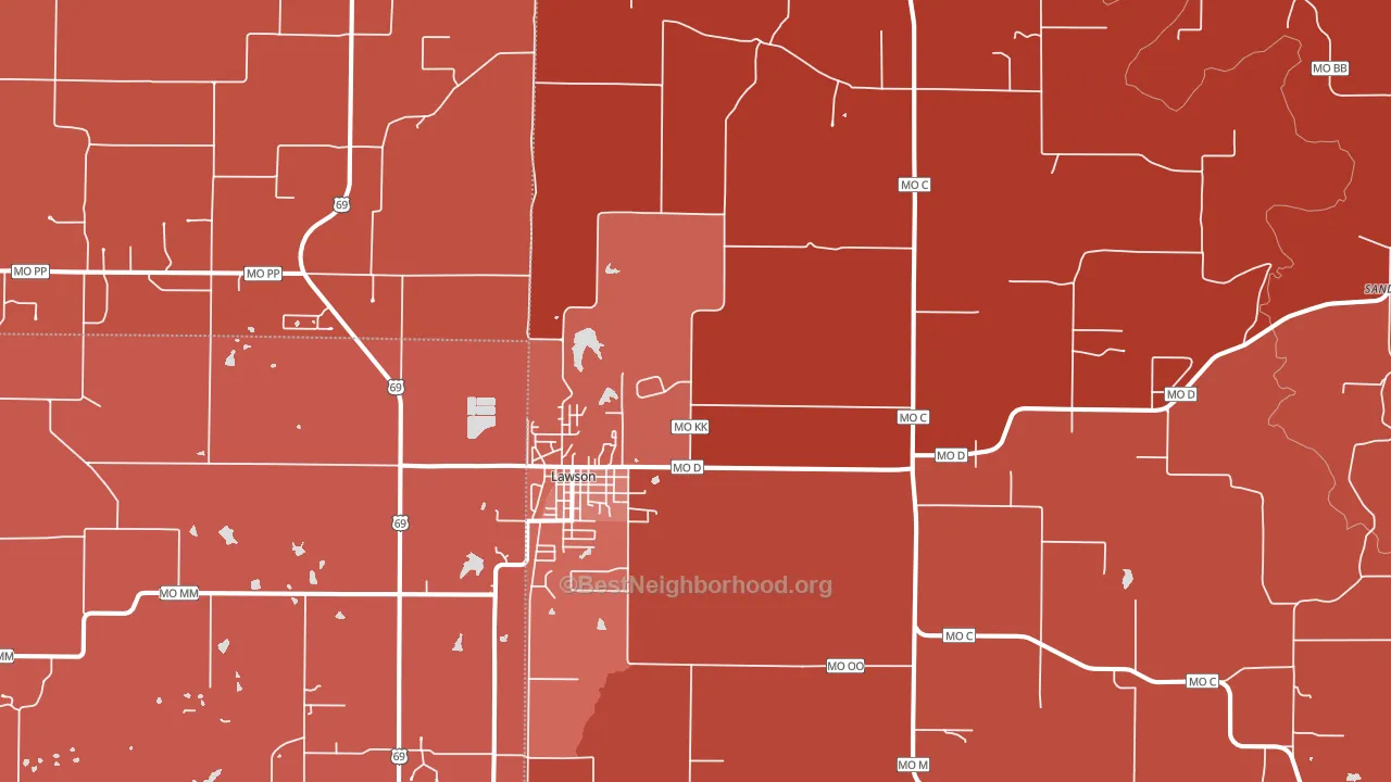 Lawson, MO block-group political-lean map