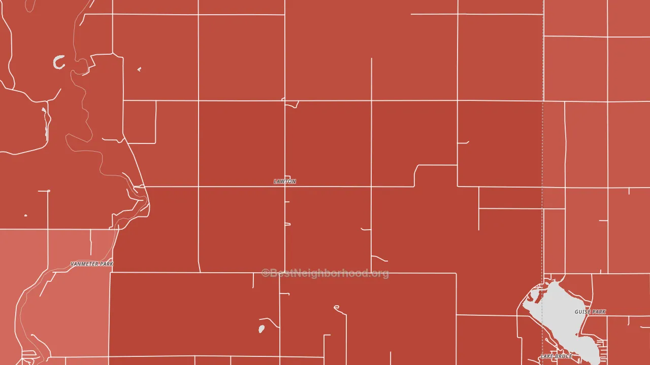 Lawton, IN block-group political-lean map