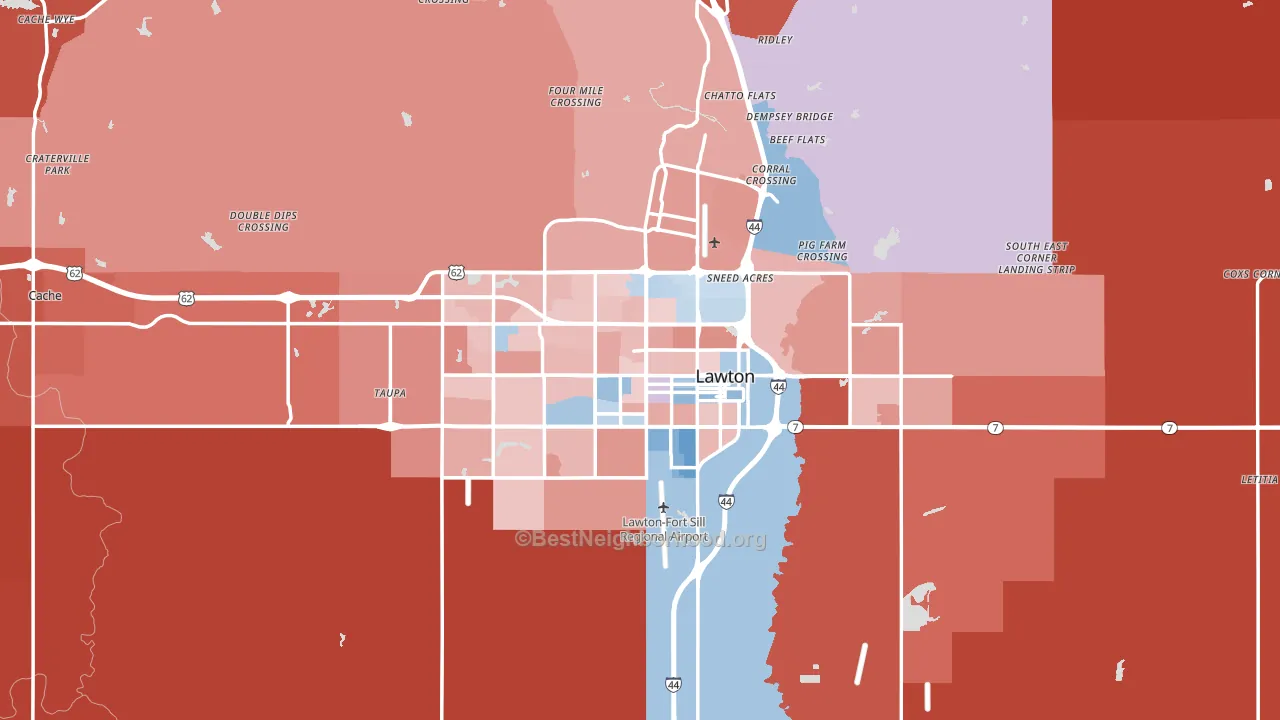 Lawton, OK block-group political-lean map