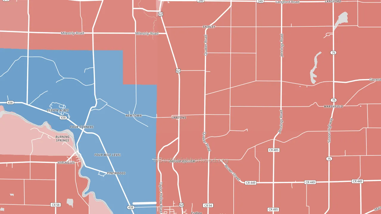 Lawtons, NY block-group political-lean map