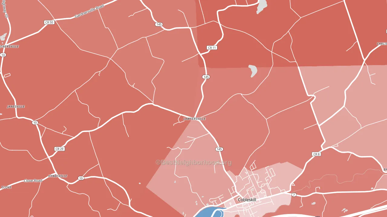 Lawyersville, NY block-group political-lean map