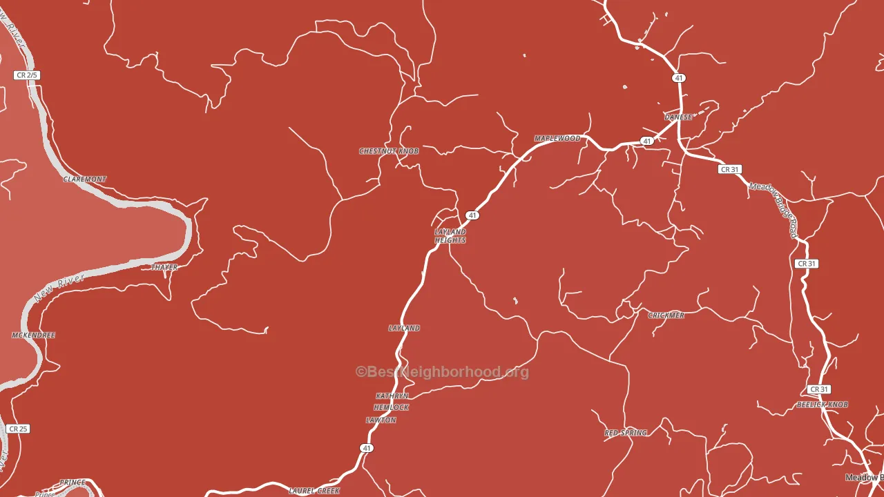 Layland, WV block-group political-lean map