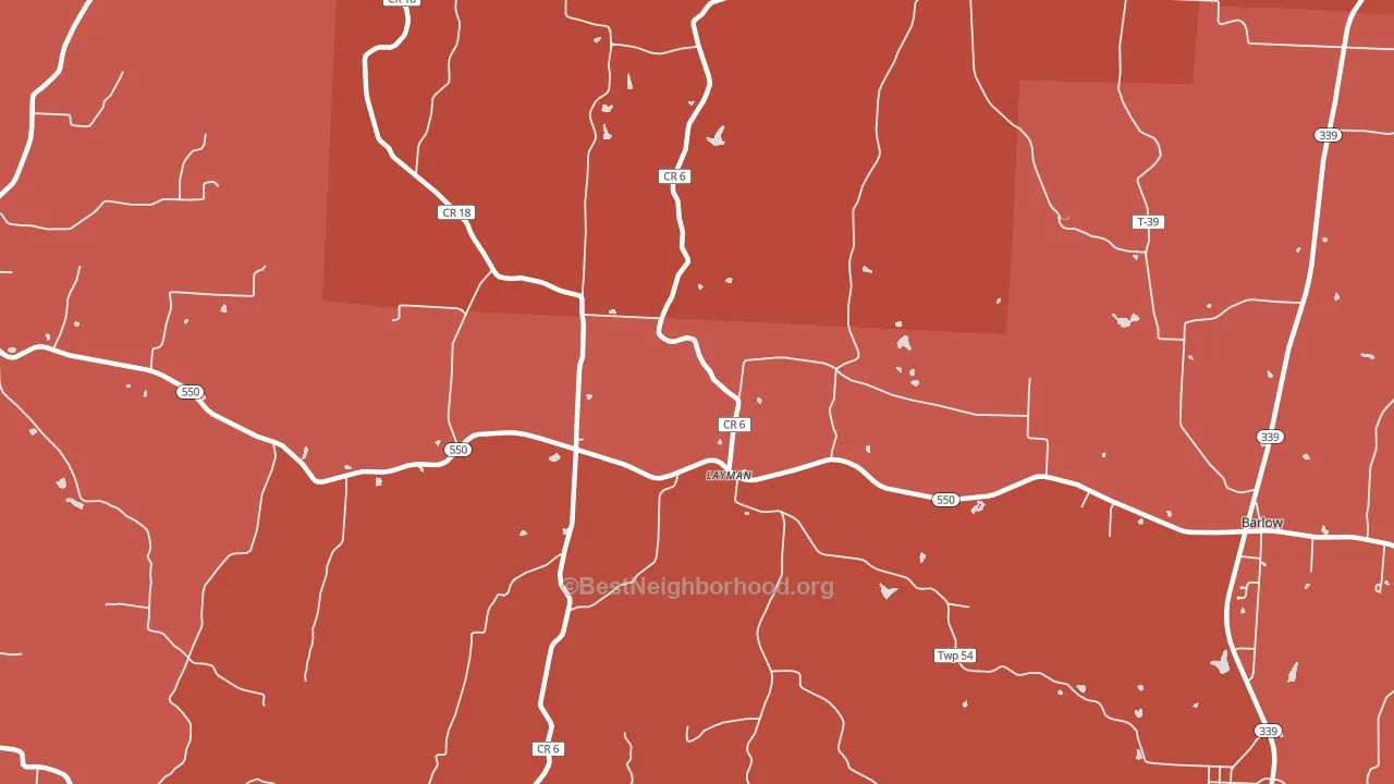 Layman, OH block-group political-lean map