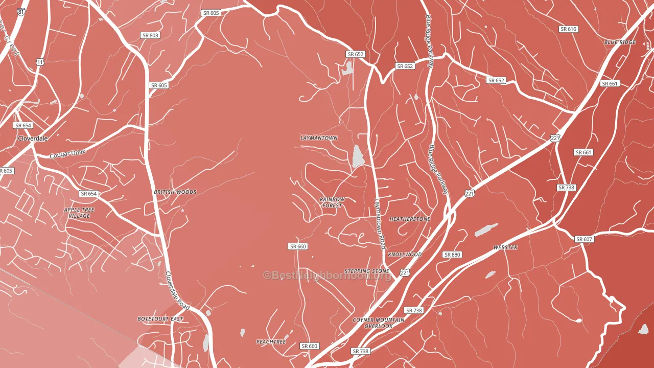 Laymantown, VA block-group political-lean map