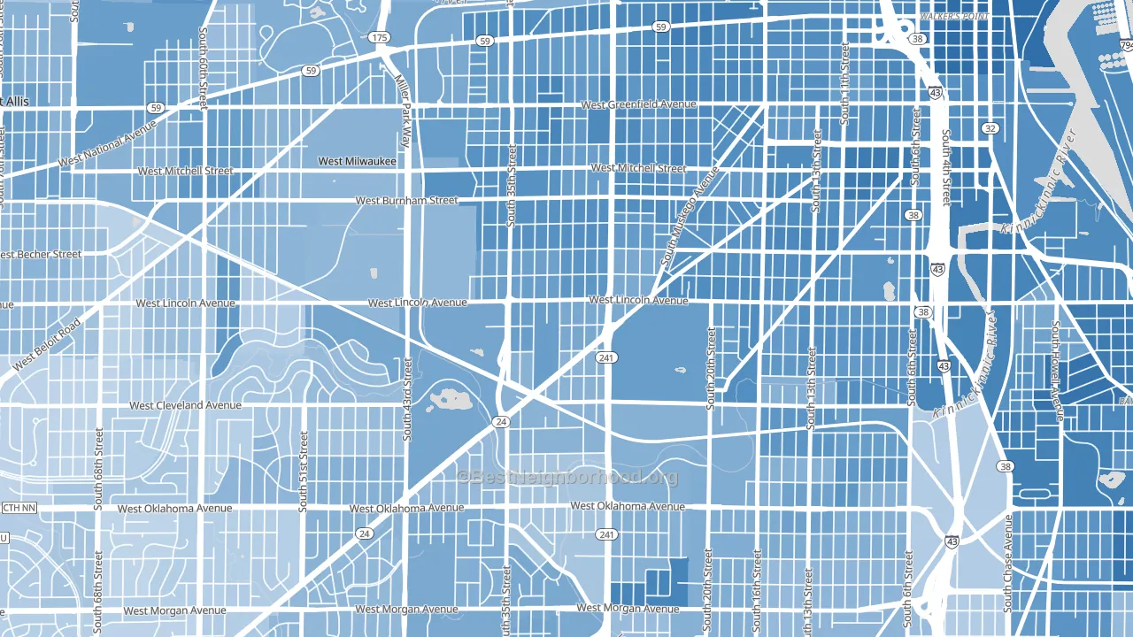 Layton Park, Milwaukee, WI block-group political-lean map