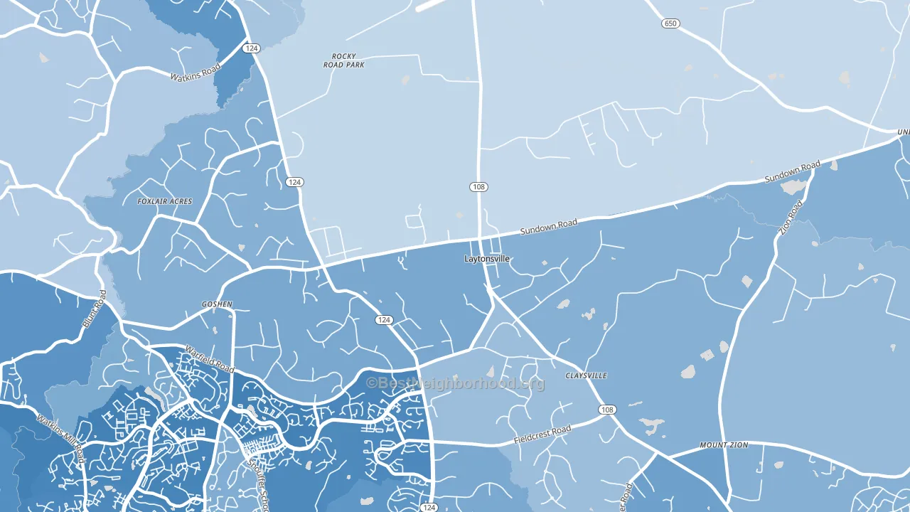 Laytonsville, MD block-group political-lean map