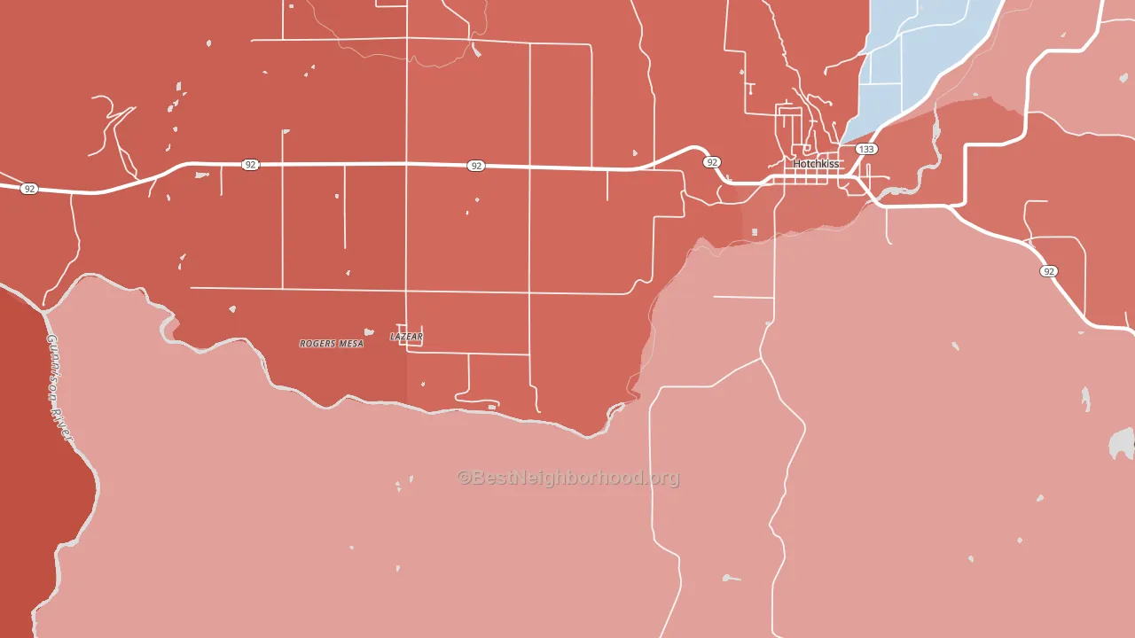 Lazear, CO block-group political-lean map