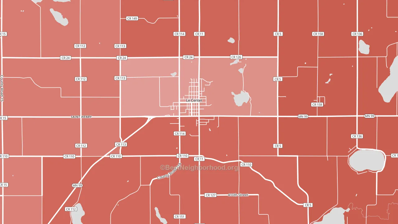 Le Center, MN block-group political-lean map