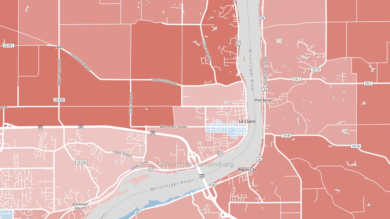 Le Claire, IA block-group political-lean map