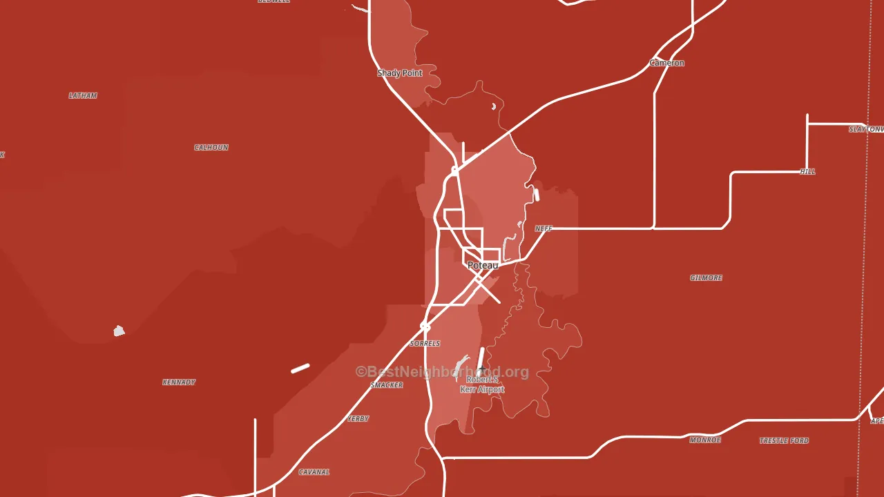 Le Flore County, OK block-group political-lean map