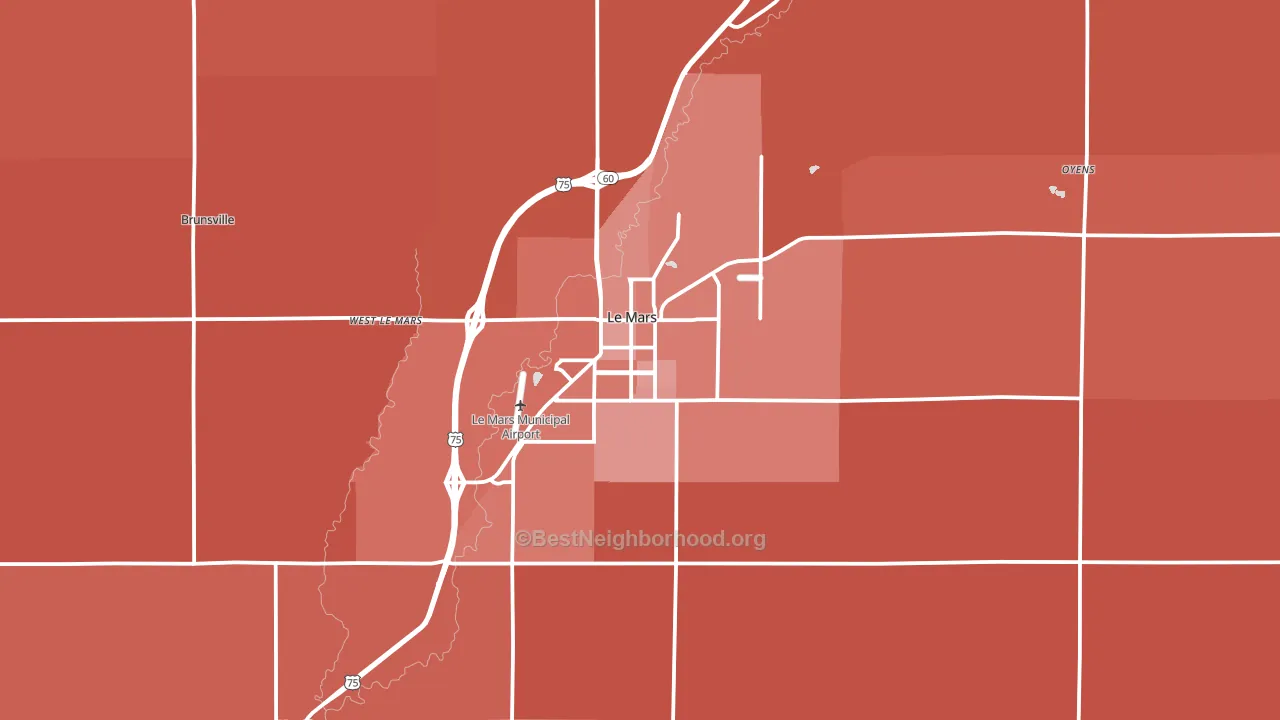 Le Mars, IA block-group political-lean map