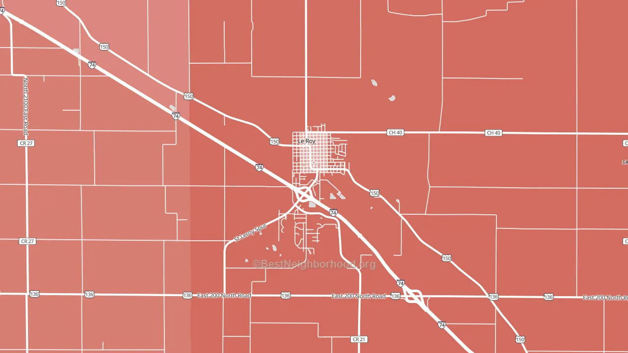 Le Roy, IL block-group political-lean map
