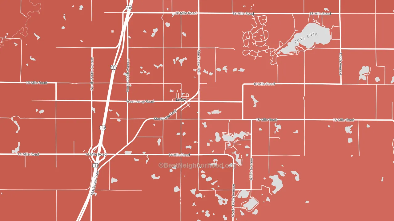 Le Roy, MI block-group political-lean map