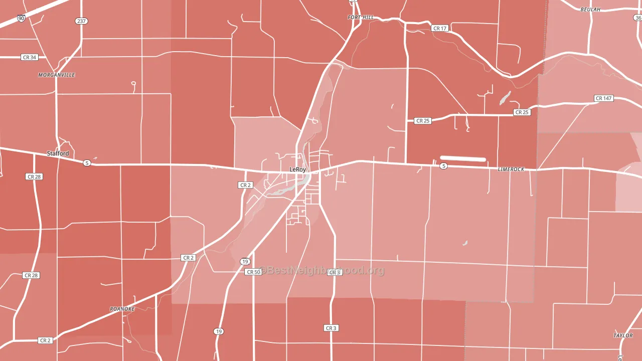 Le Roy, NY block-group political-lean map