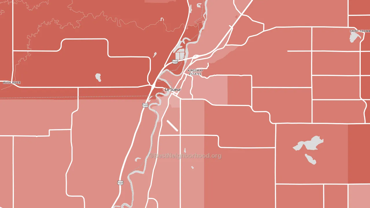 Le Sueur, MN block-group political-lean map