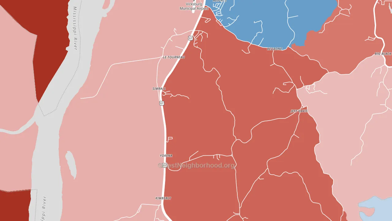 Le Tourneau, MS block-group political-lean map