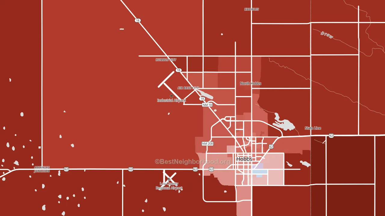 Lea County, NM block-group political-lean map