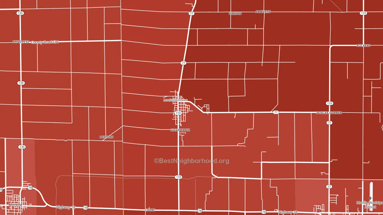 Leachville, AR block-group political-lean map