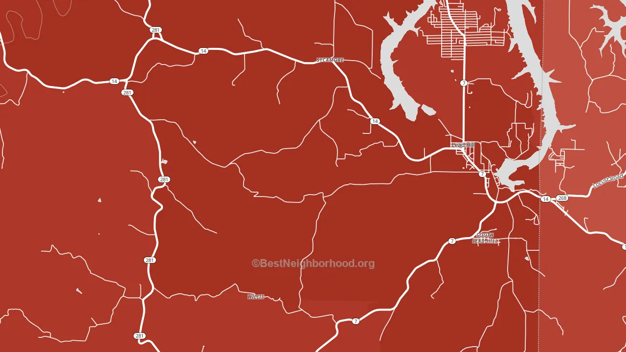 Lead Hill, AR block-group political-lean map
