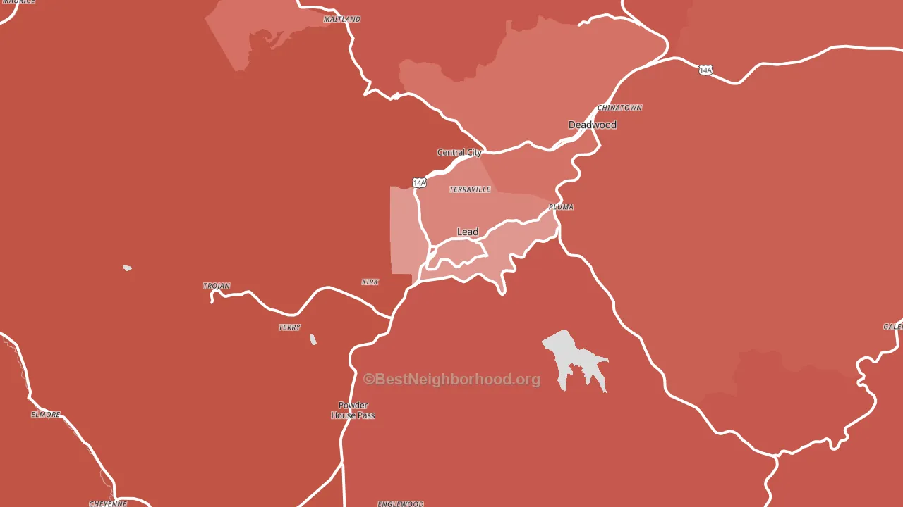 Lead, SD block-group political-lean map