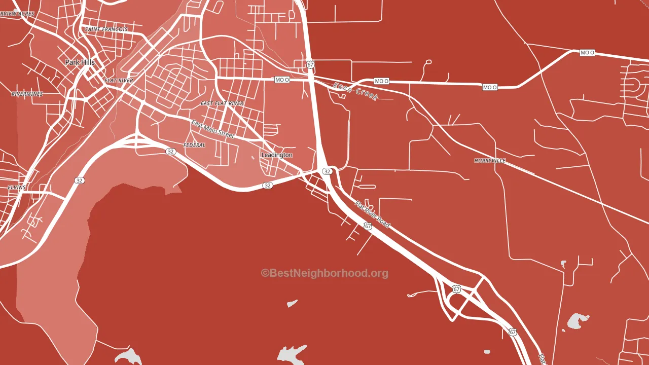 Leadington, MO block-group political-lean map