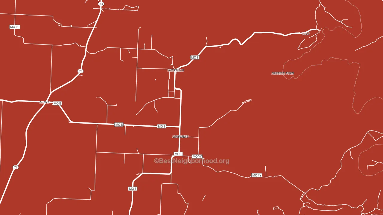 Leadmine, MO block-group political-lean map