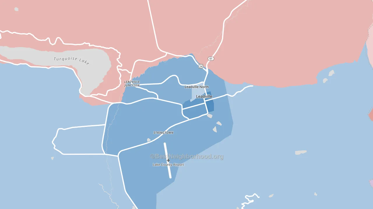 Leadville, CO block-group political-lean map