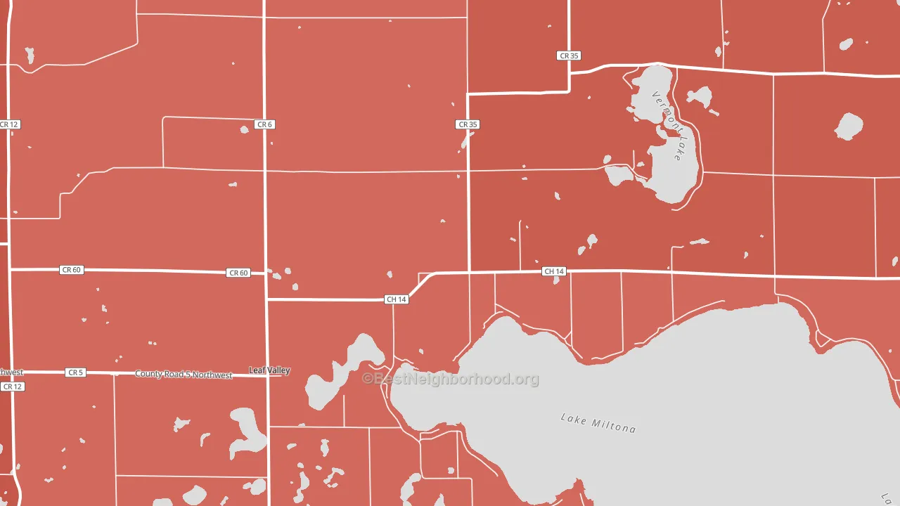 Leaf Valley, MN block-group political-lean map