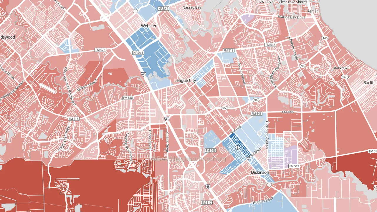 League City, TX block-group political-lean map