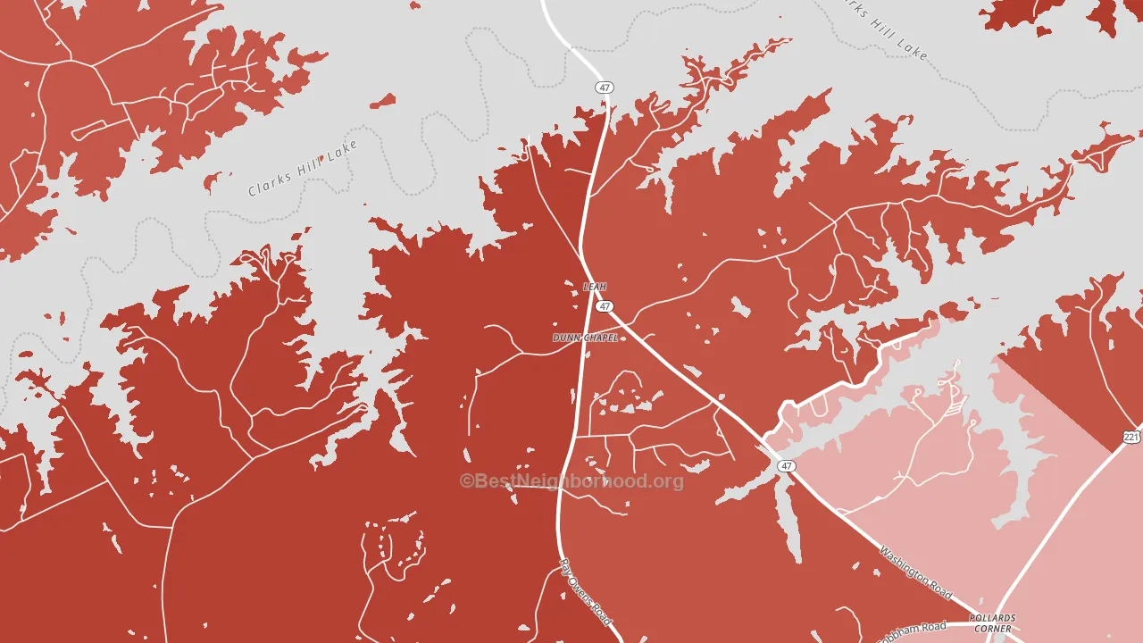Leah, GA block-group political-lean map