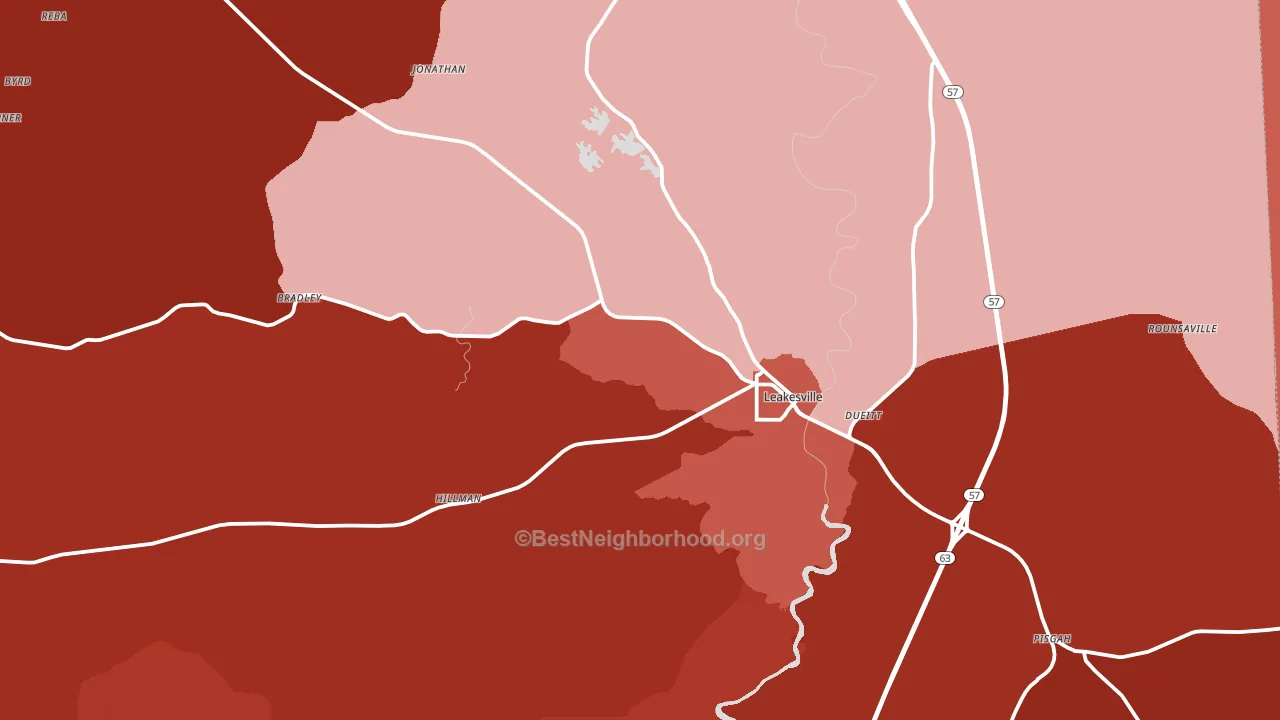 Leakesville, MS block-group political-lean map
