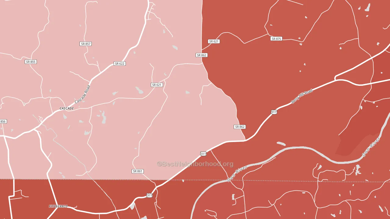 Leaksville Junction, VA block-group political-lean map
