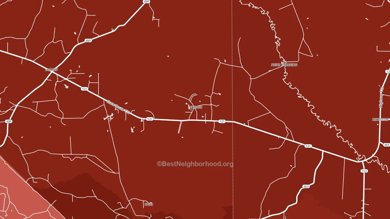 Leander, LA block-group political-lean map