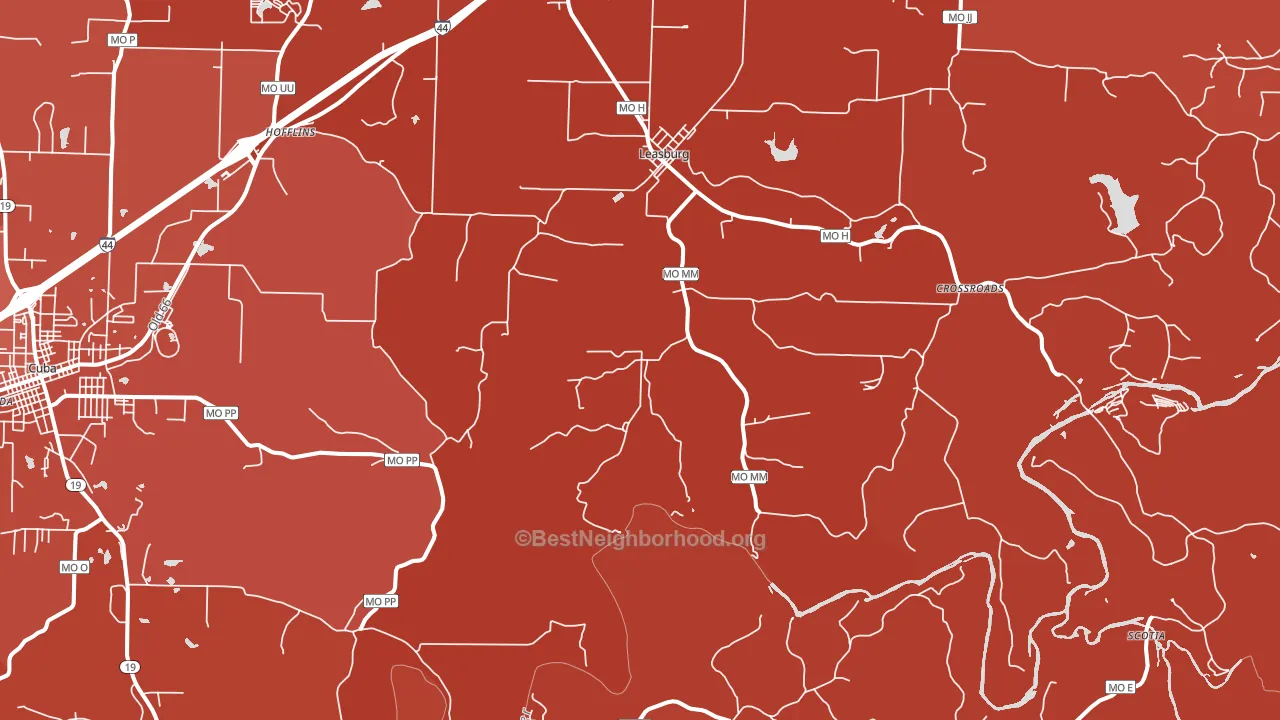Leasburg, MO block-group political-lean map