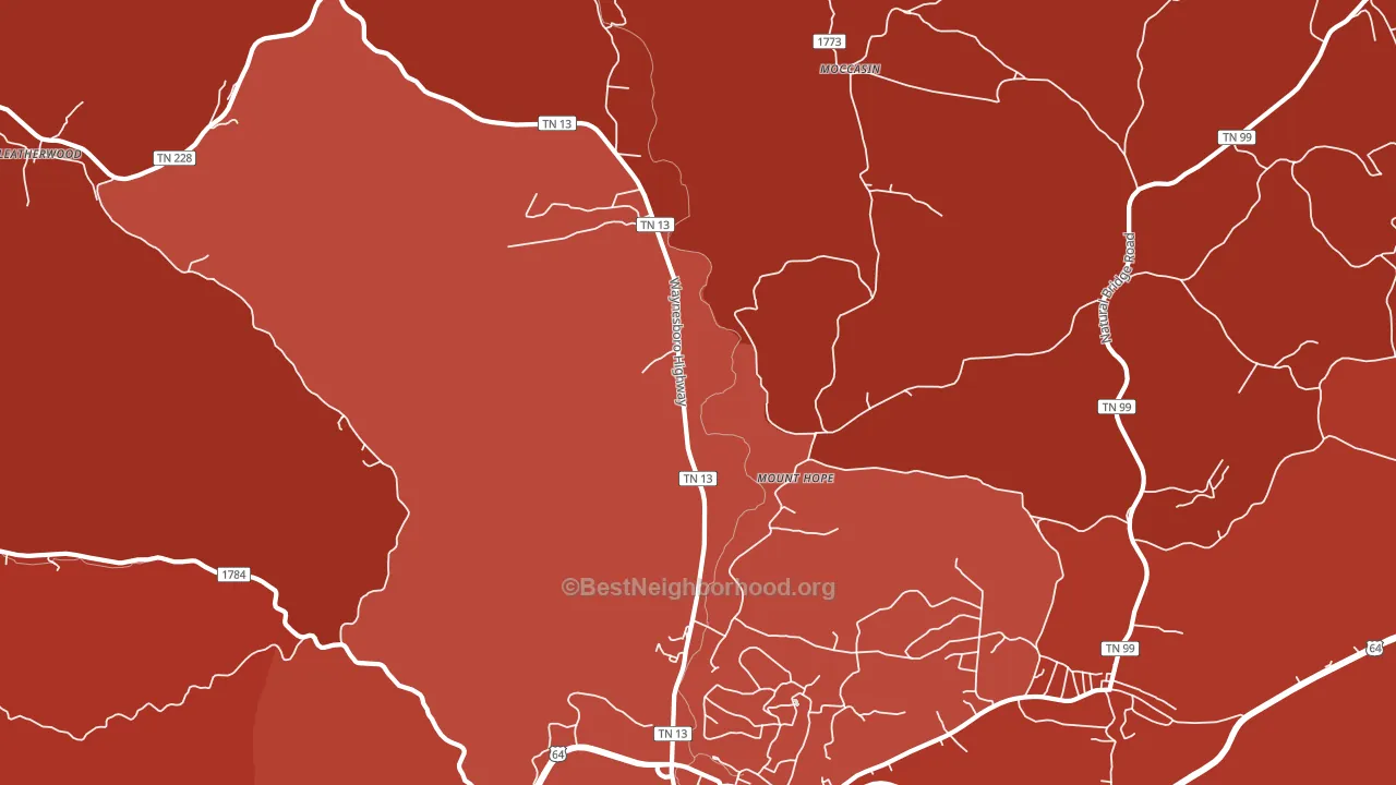 Leatherwood, TN block-group political-lean map