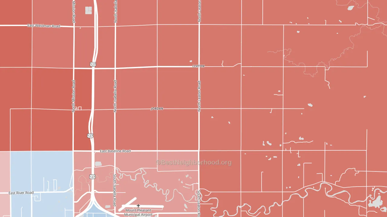 Leaton, MI block-group political-lean map