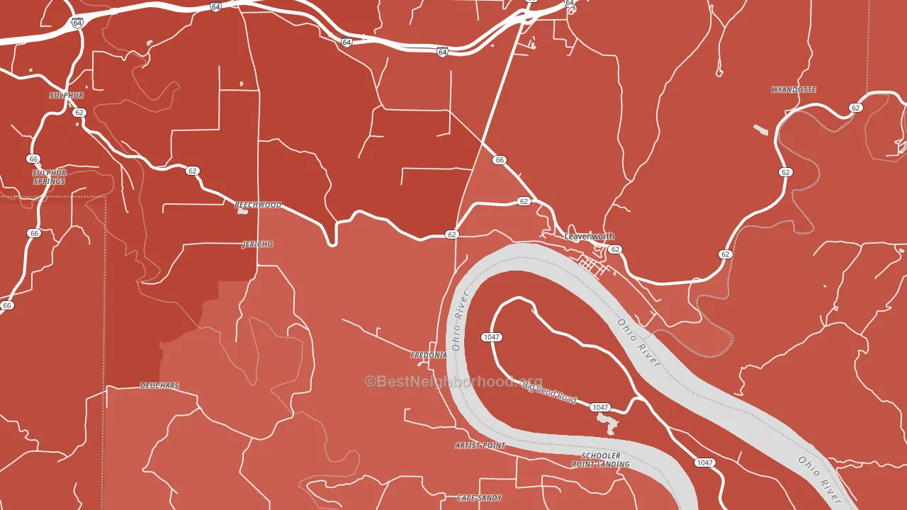 Leavenworth, IN block-group political-lean map
