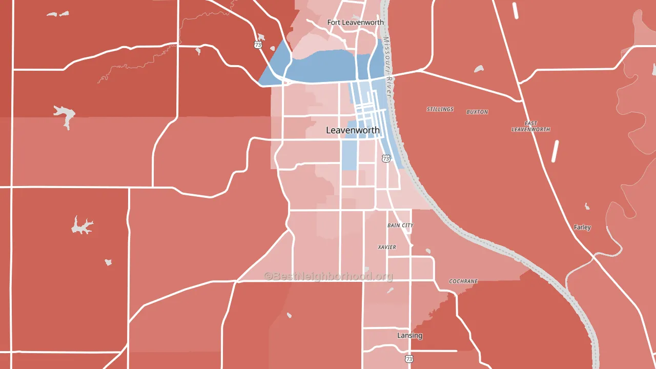 Leavenworth, KS block-group political-lean map