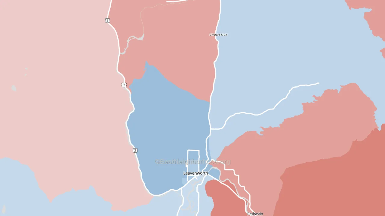 Leavenworth, WA block-group political-lean map